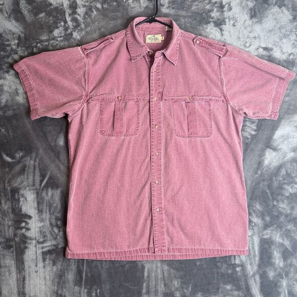 Red Head Double Pocket Short Sleeve Button Up Men's Faded Red Size Large - Picture 1 of 7